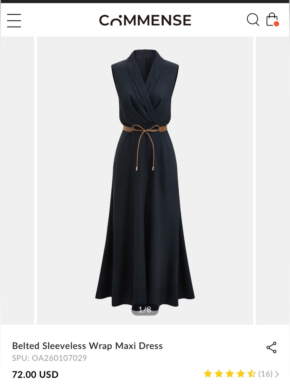 NWT Commense Navy Sleeveless Maxi Dress **belt missing** - Picture 4 of 10